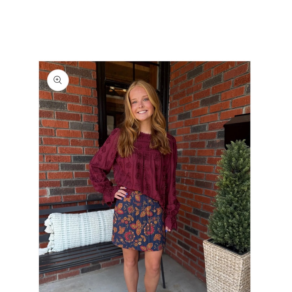 Elegant Floral Mini Skirt in Navy and Orange